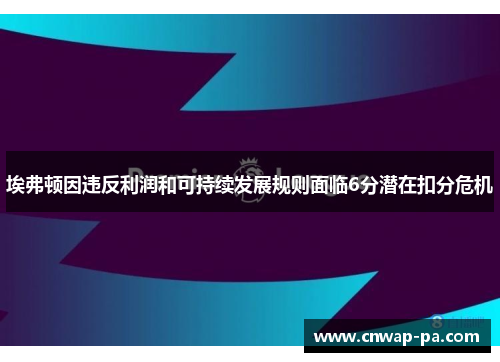 埃弗顿因违反利润和可持续发展规则面临6分潜在扣分危机